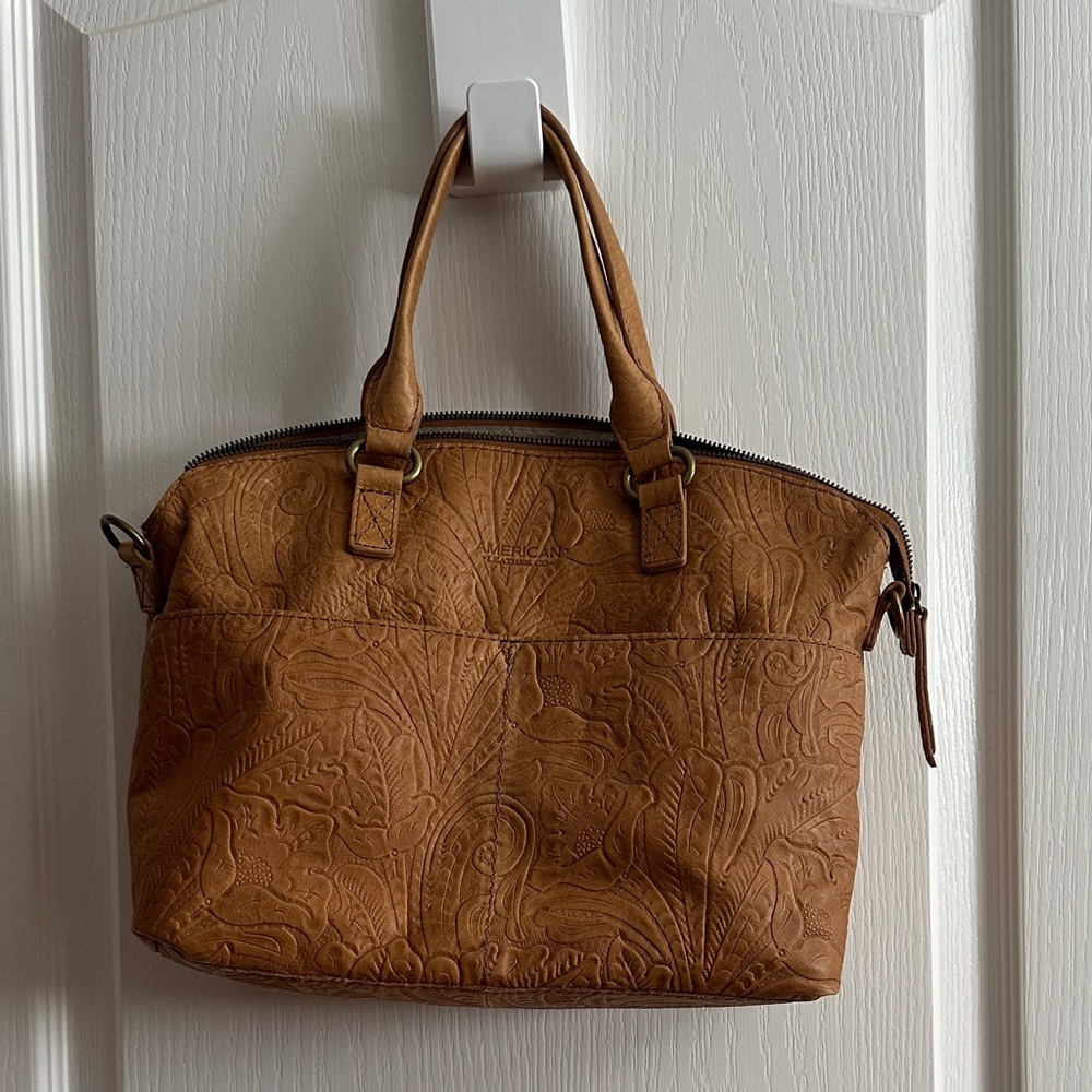 Elegant Tan Embossed Satchel